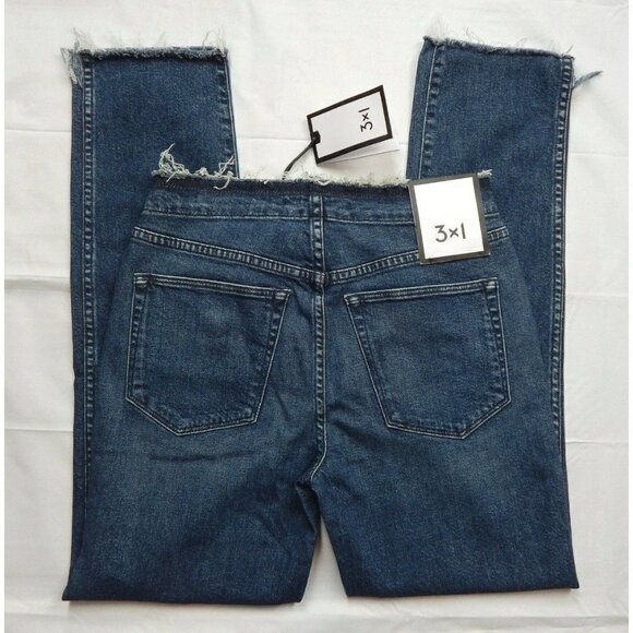 26 3x1 NYC Women's TIN COO W4 Raw Edge Shelter Distressed Waist & Hem Crop Jeans - Picture 6 of 11